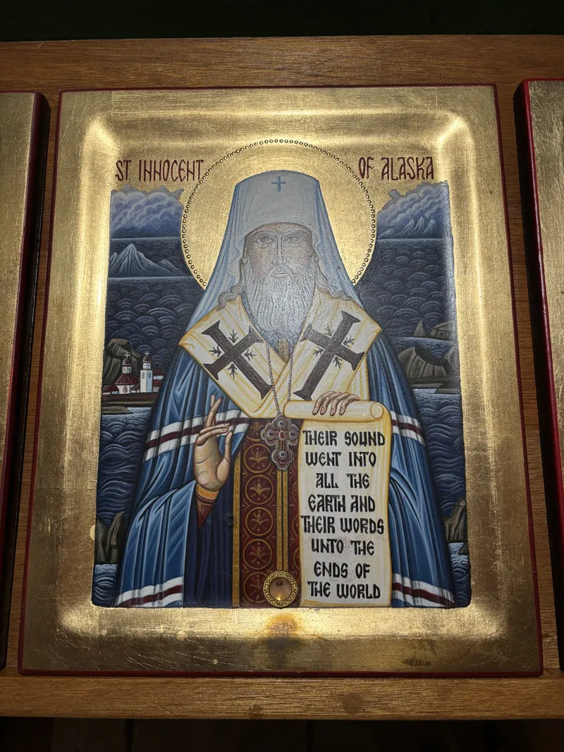 Icon of St. Innocent with relic fragment