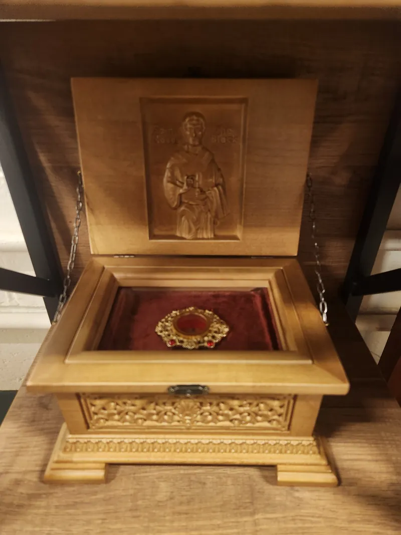 The holy relics of St. Moses in a carved reliquary